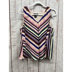 Cynthia Rowley Top  Womens Large Striped Lightweight Sleeveless Multicolor